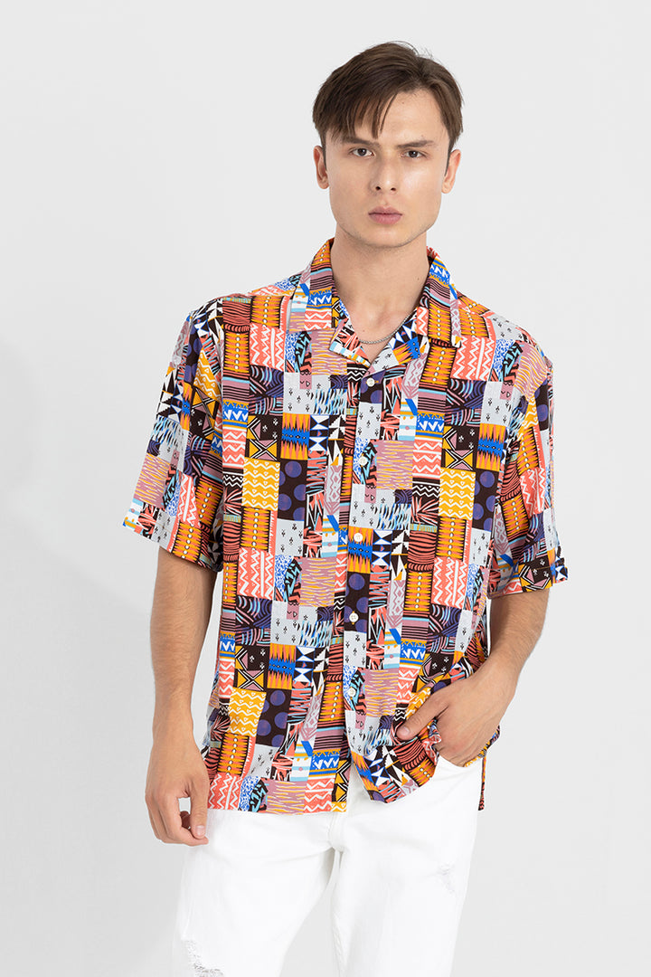 Tribix Orange Oversized Shirt