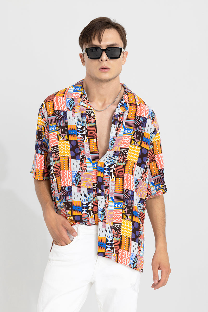 Buy Men's Tribix Orange Oversized Shirt Online | SNITCH