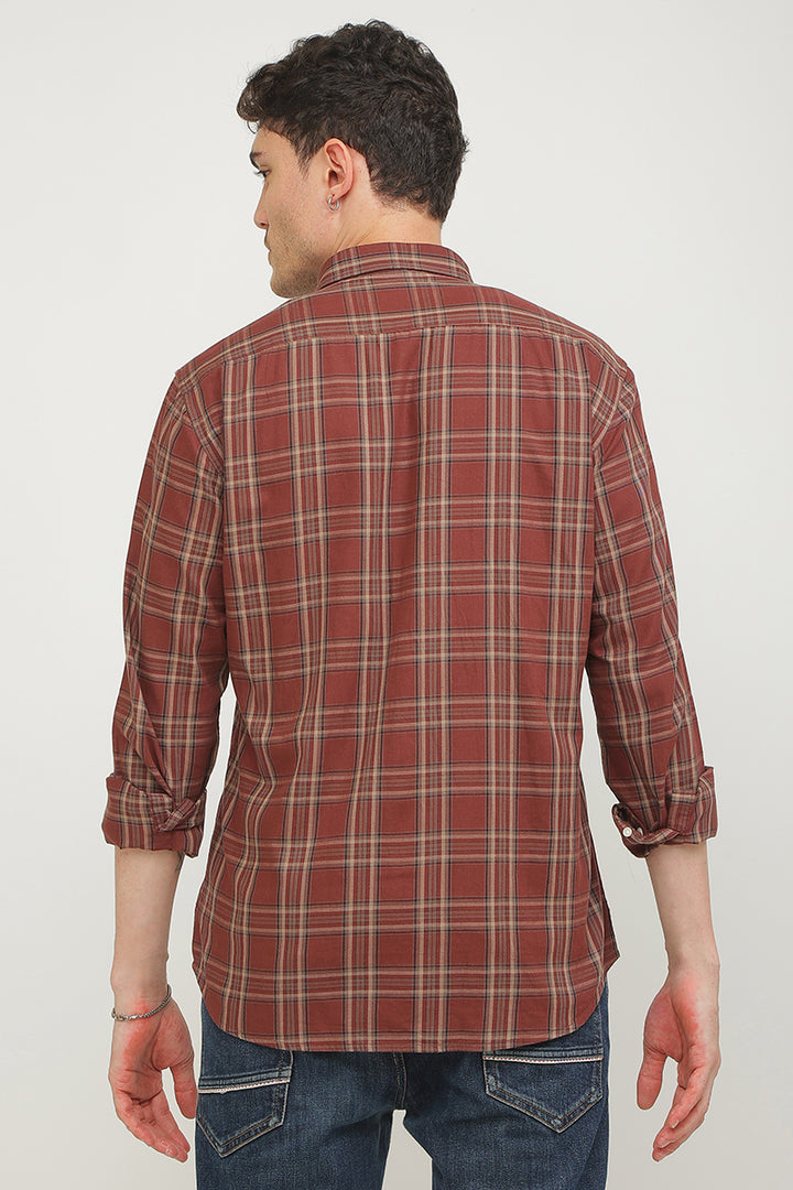 Static Checks Rust Brown Shirt