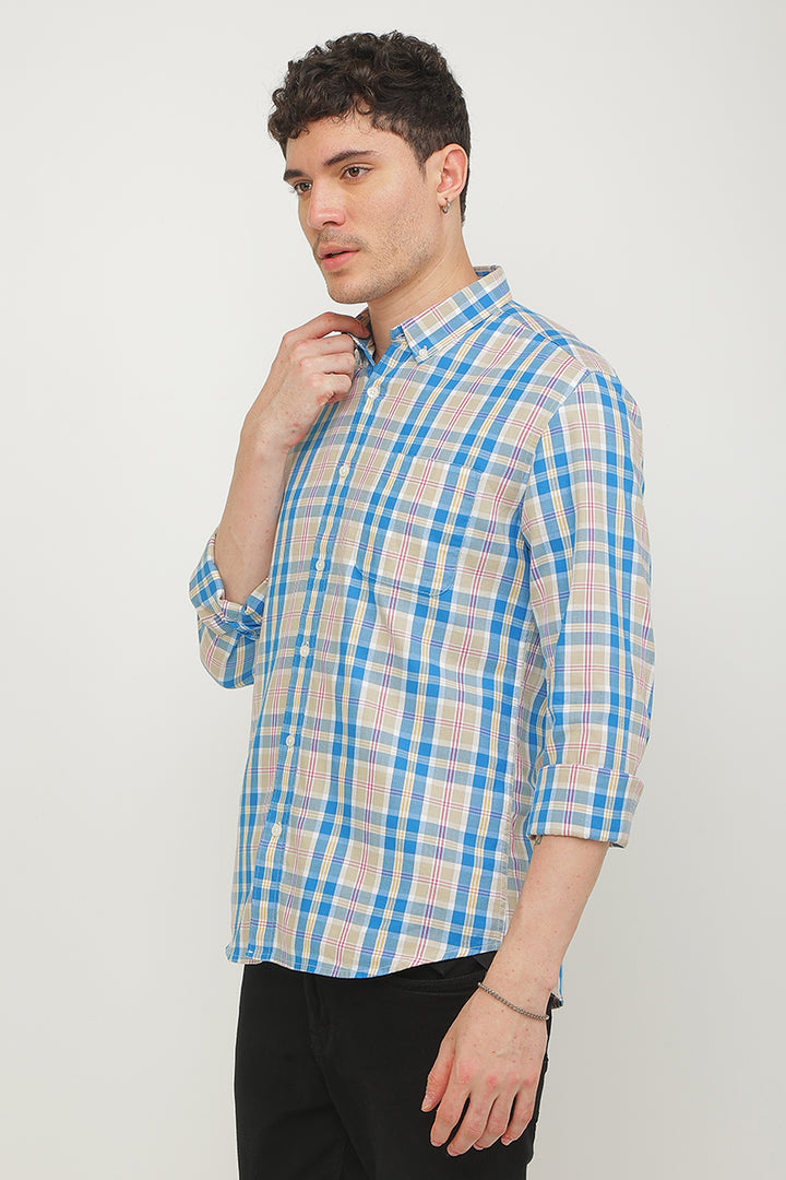 Static Checks Sky Blue Shirt