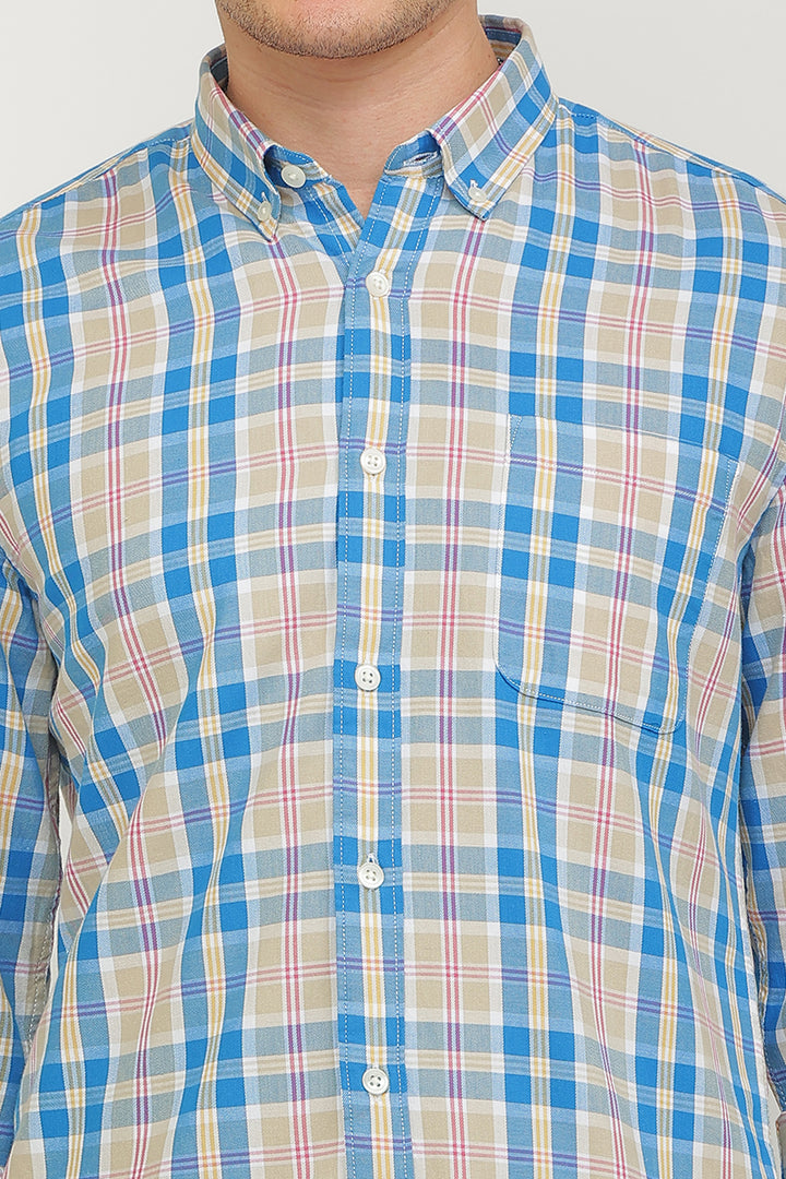 Static Checks Sky Blue Shirt