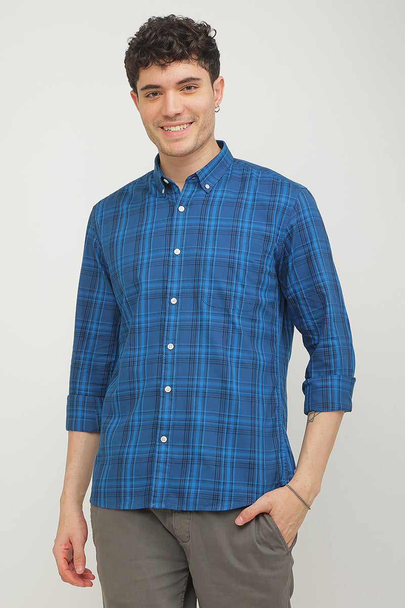 Static Checks Azure Blue Shirt