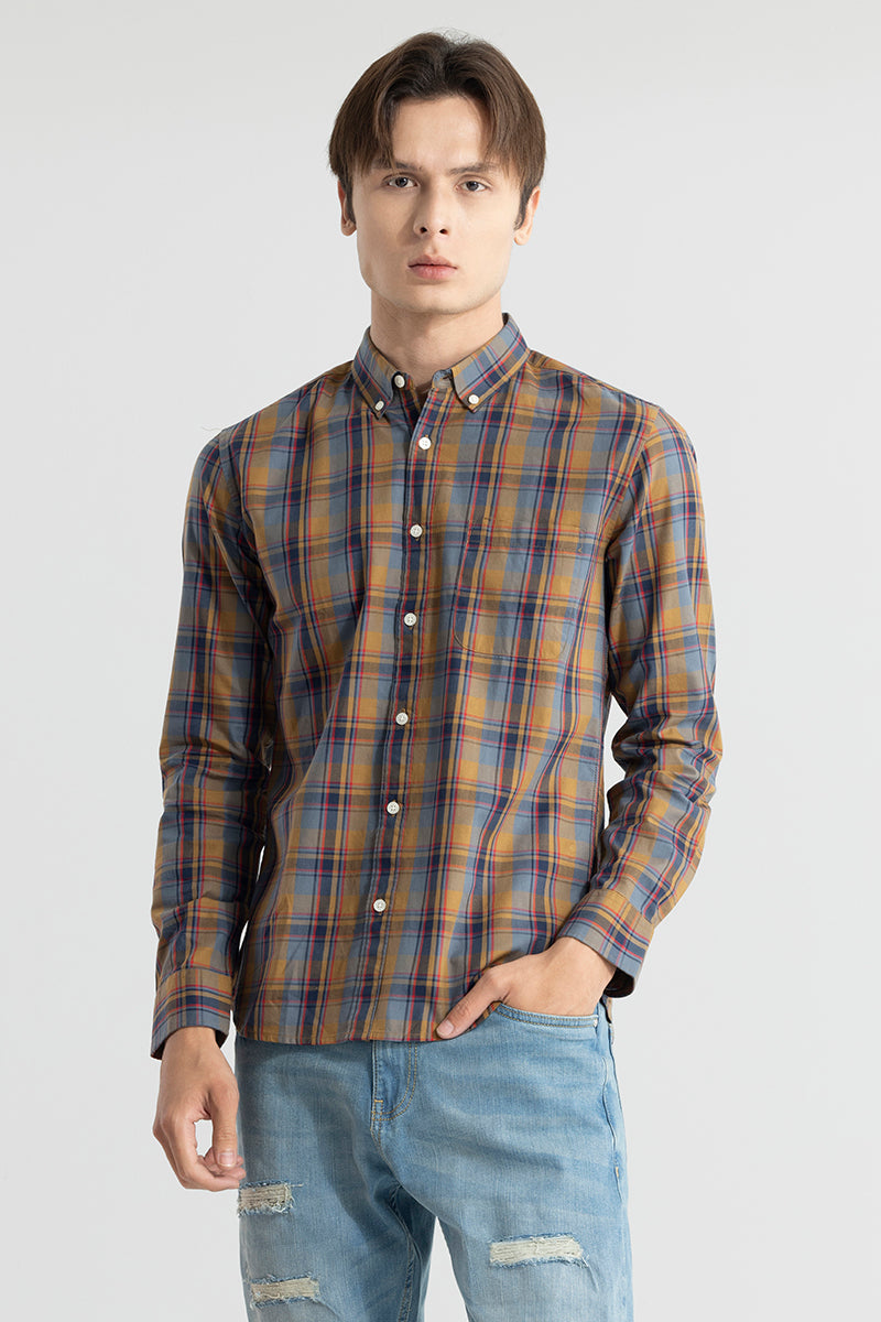 Static Checks  Flaxen Mustard Shirt