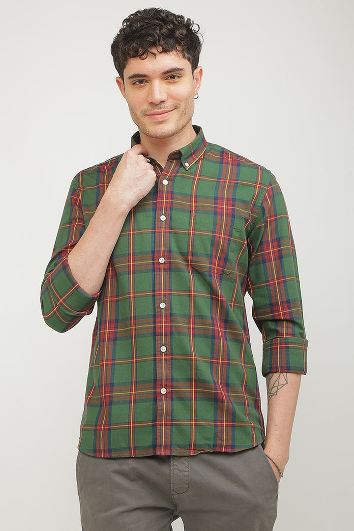 Static Checks Forest Green Shirt