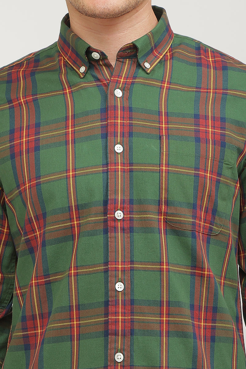 Static Checks Forest Green Shirt