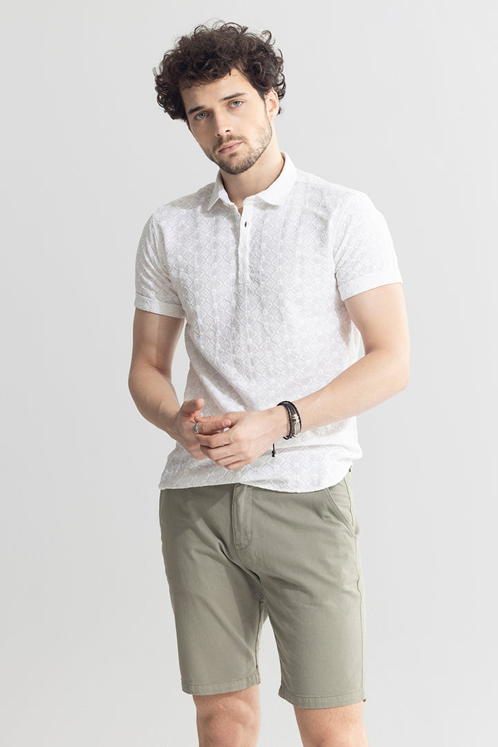 Diamond Quad White Polo T-Shirt