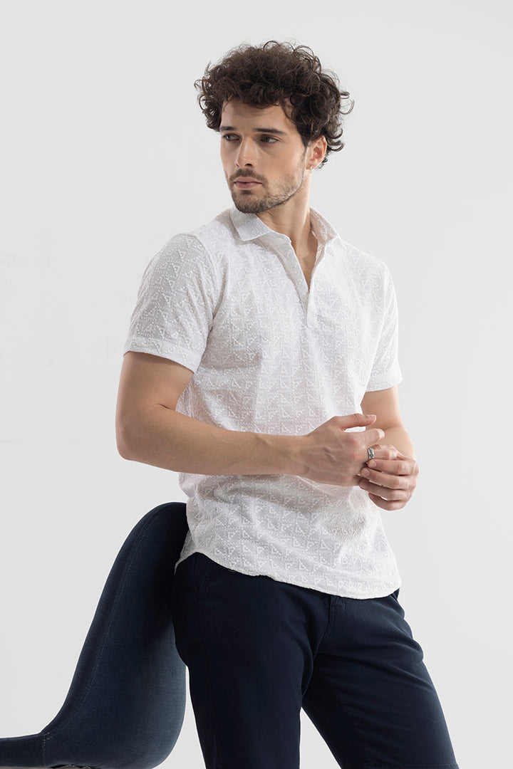 Trigon White Polo T-Shirt