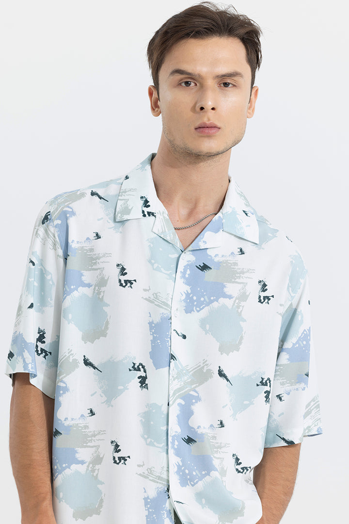 Paint Stroke Blue Oversized Shirt