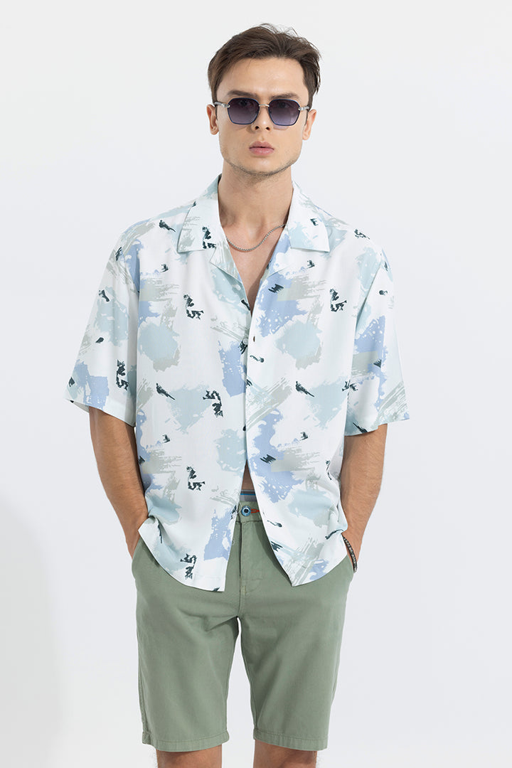 Paint Stroke Blue Oversized Shirt