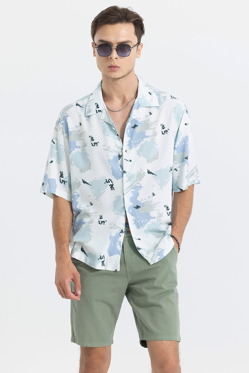 Paint Stroke Blue Oversized Shirt