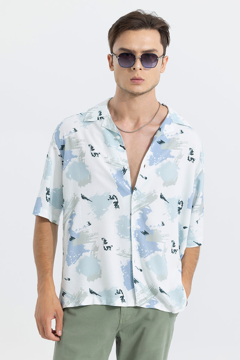 Paint Stroke Blue Oversized Shirt