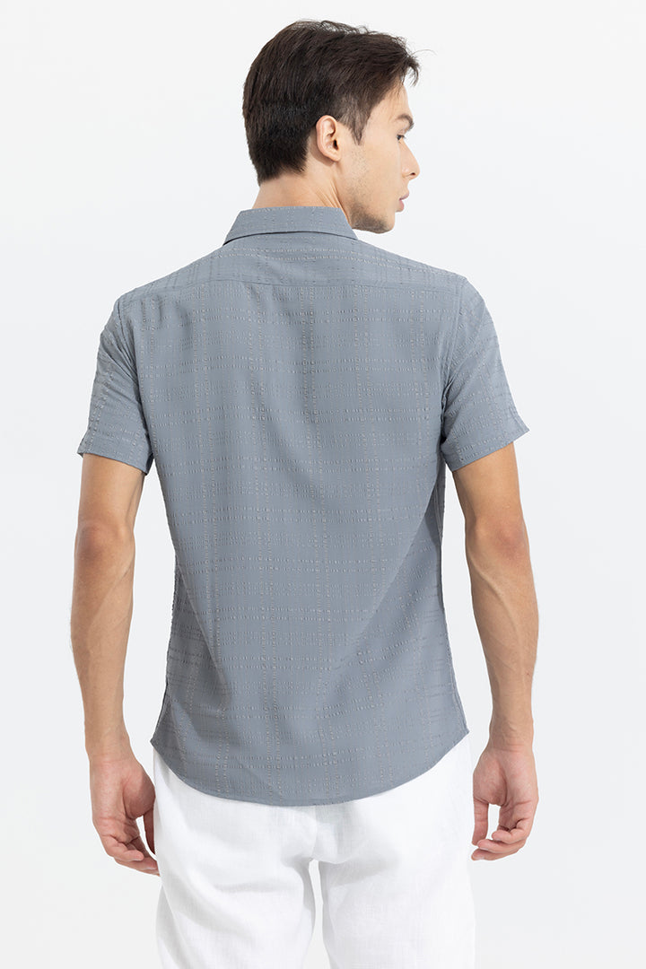 Bubble Line Grey Seer Sucker Shirt