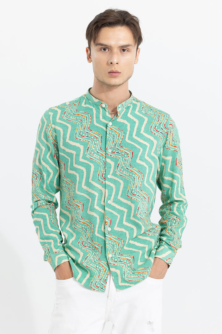 Wave Line Green Shirt