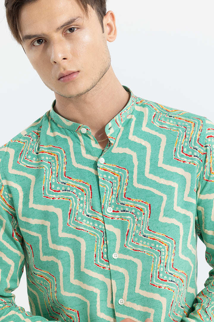 Wave Line Green Shirt