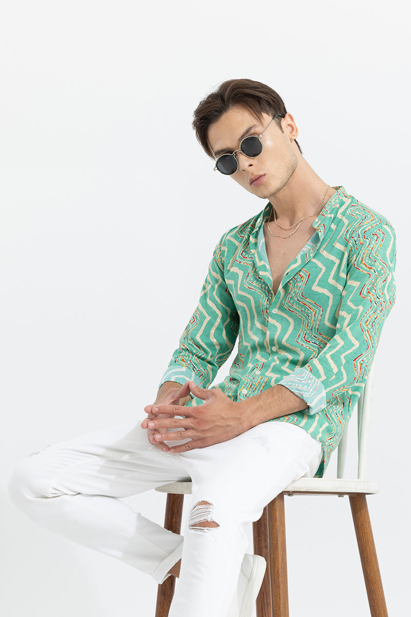 Wave Line Green Shirt