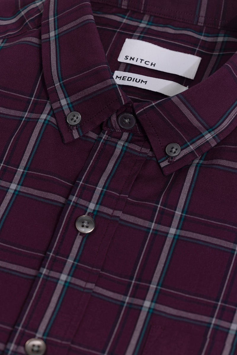 Celestial Check Maroon Shirt