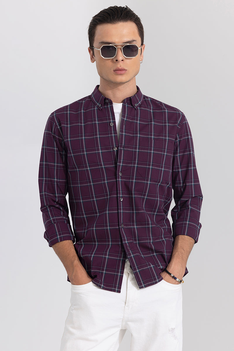 Celestial Check Maroon Shirt