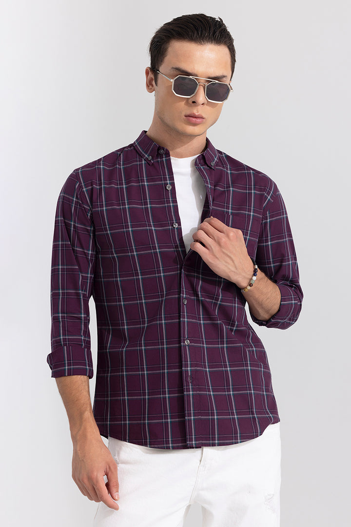 Celestial Check Maroon Shirt