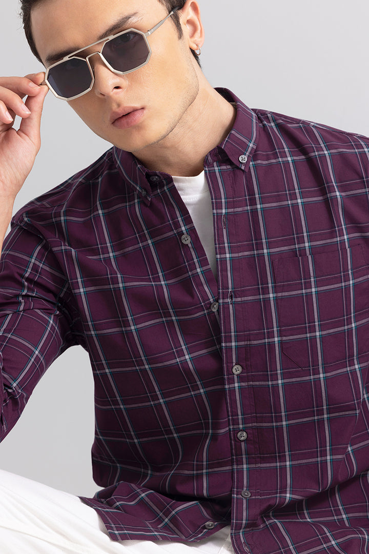 Celestial Check Maroon Shirt