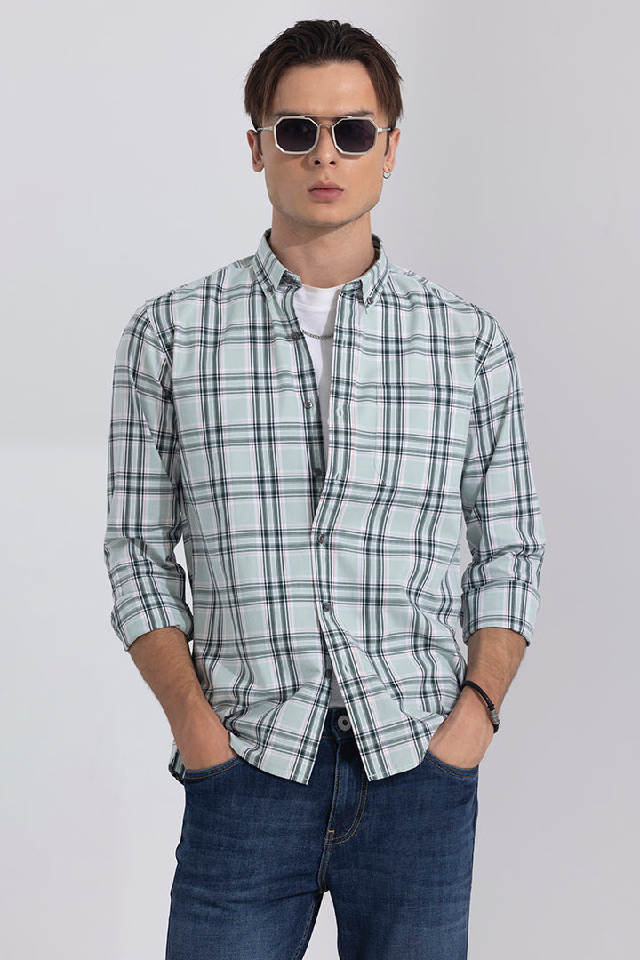 Celestial Check Pista Green Shirt