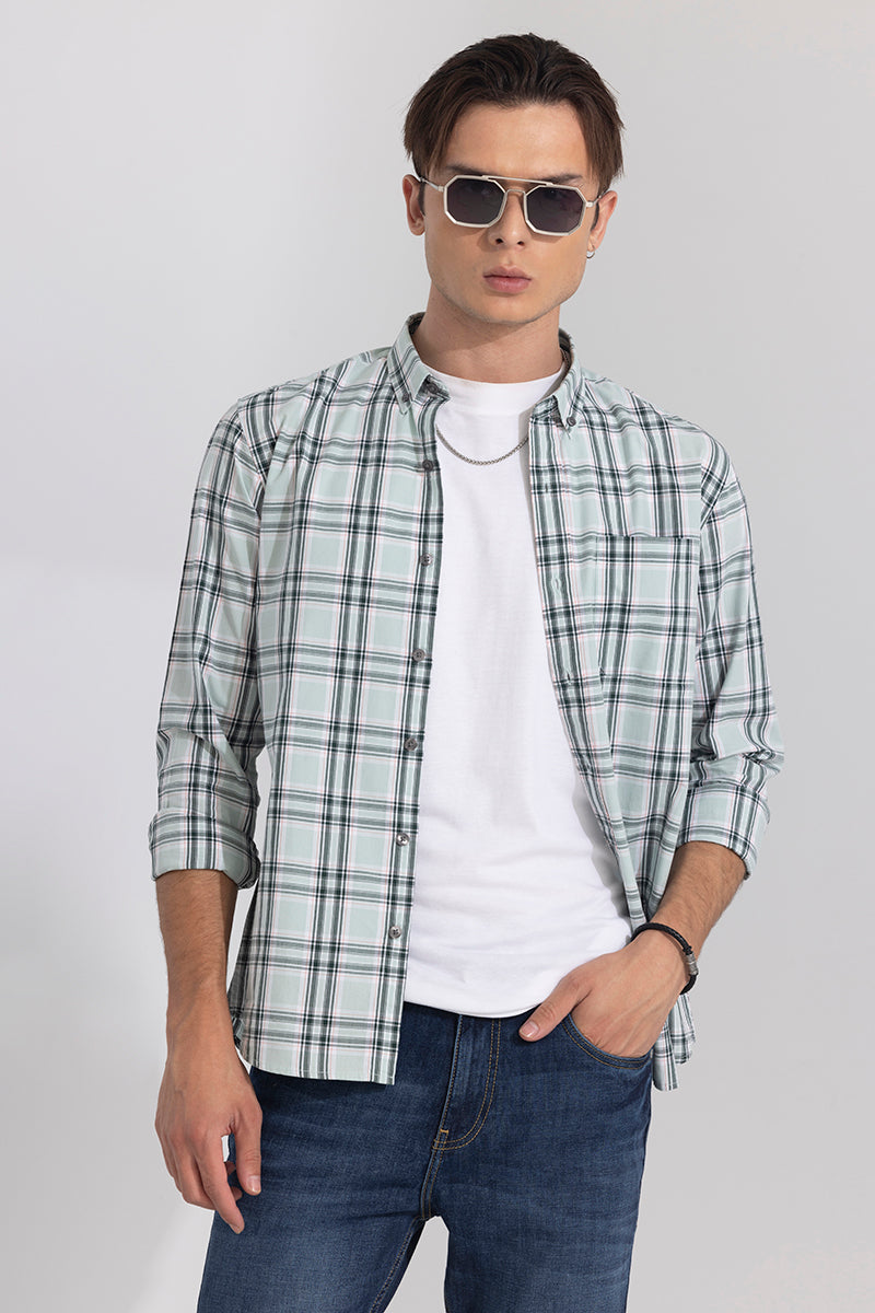 Celestial Check Pista Green Shirt