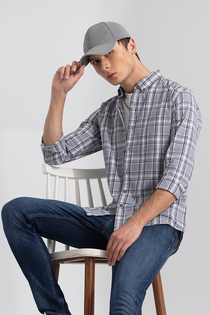 Celestial Check Light Grey Shirt