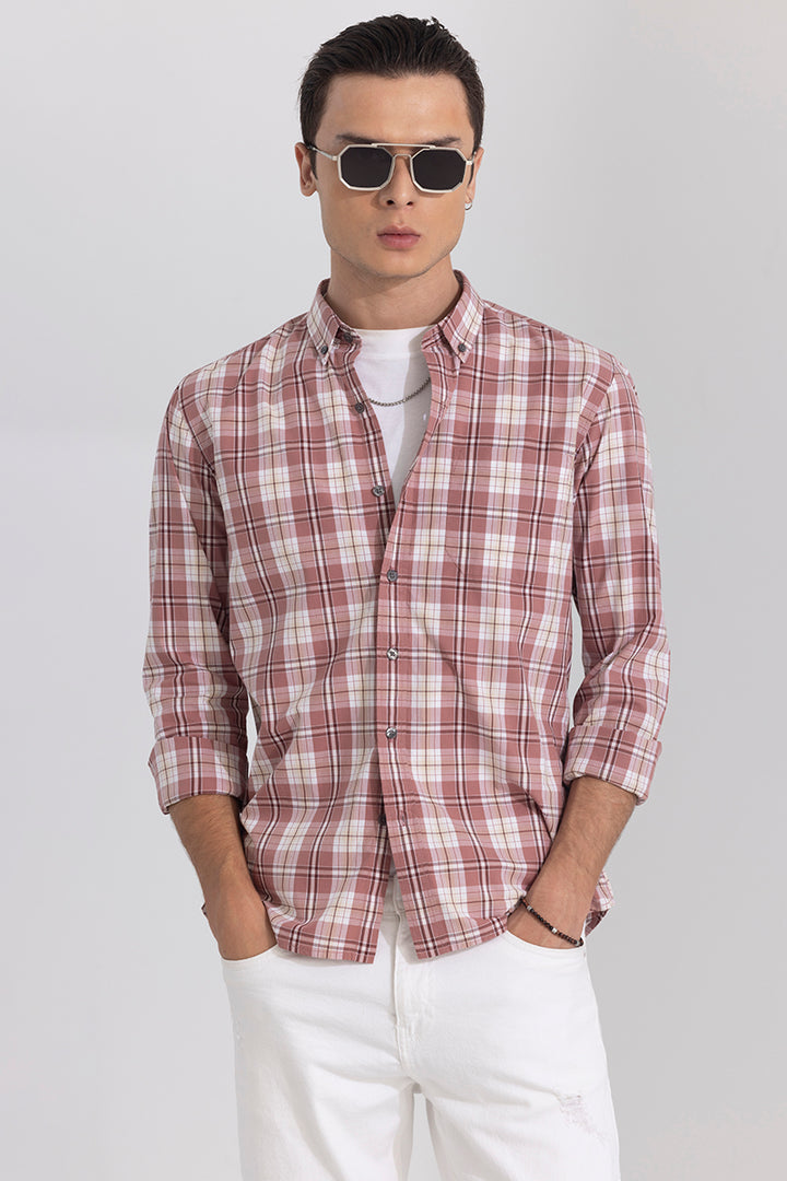 Celestial Check Brick Red Shirt