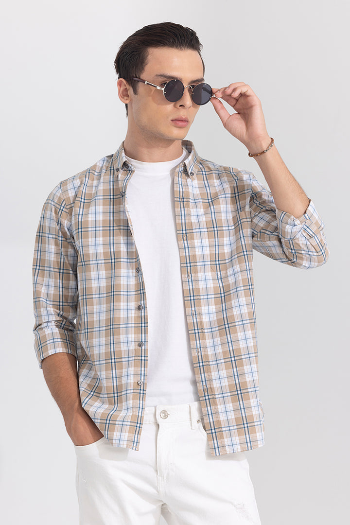 Celestial Check Beige Shirt