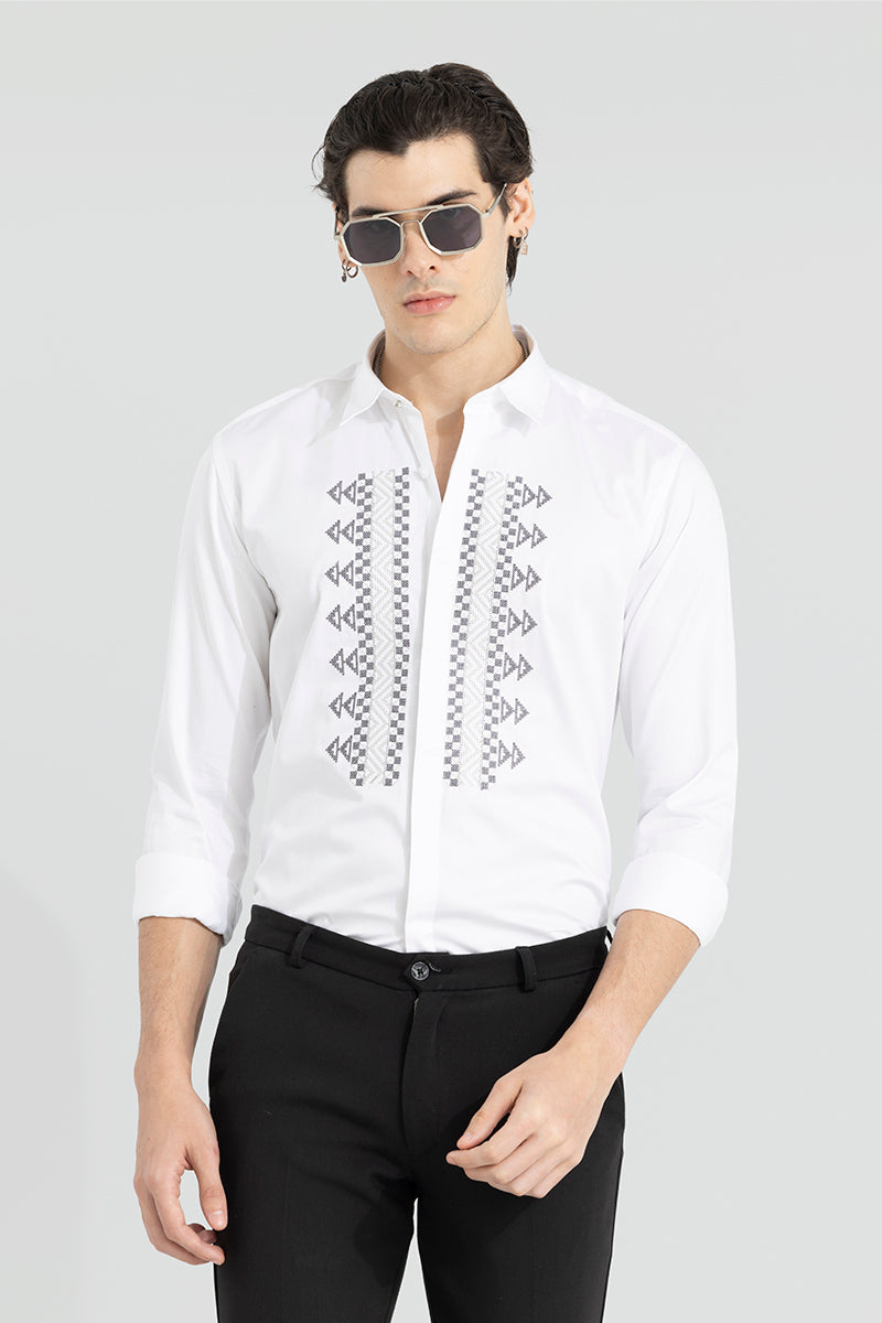 Buy Men's Parapine Embroidery White Shirt Online