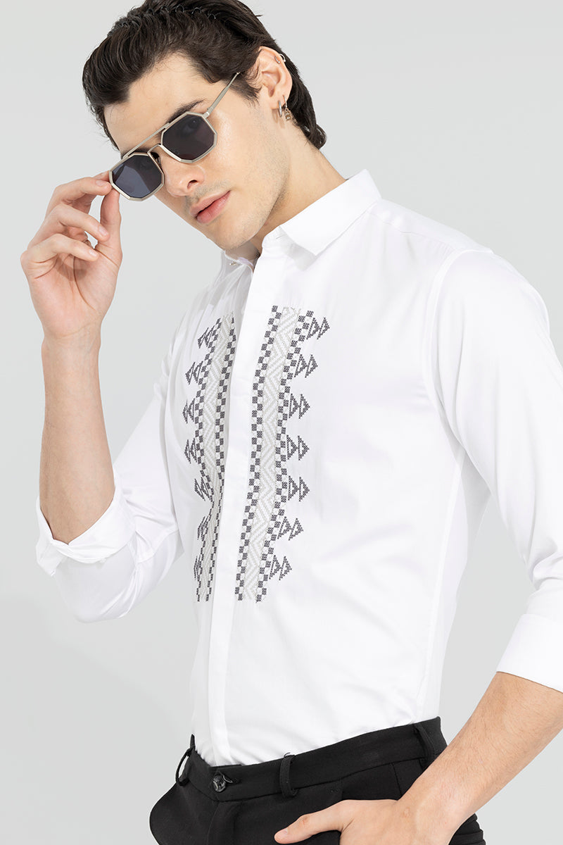 Buy Men's Parapine Embroidery White Shirt Online