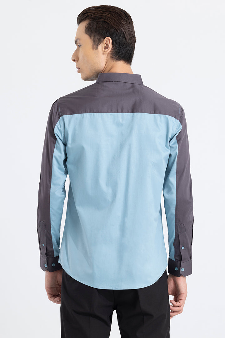 Retro Panel Blue Shirt