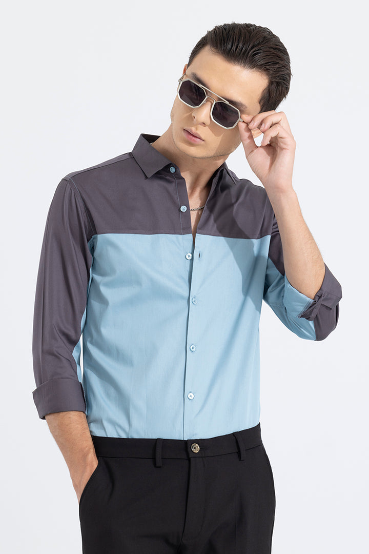 Retro Panel Blue Shirt