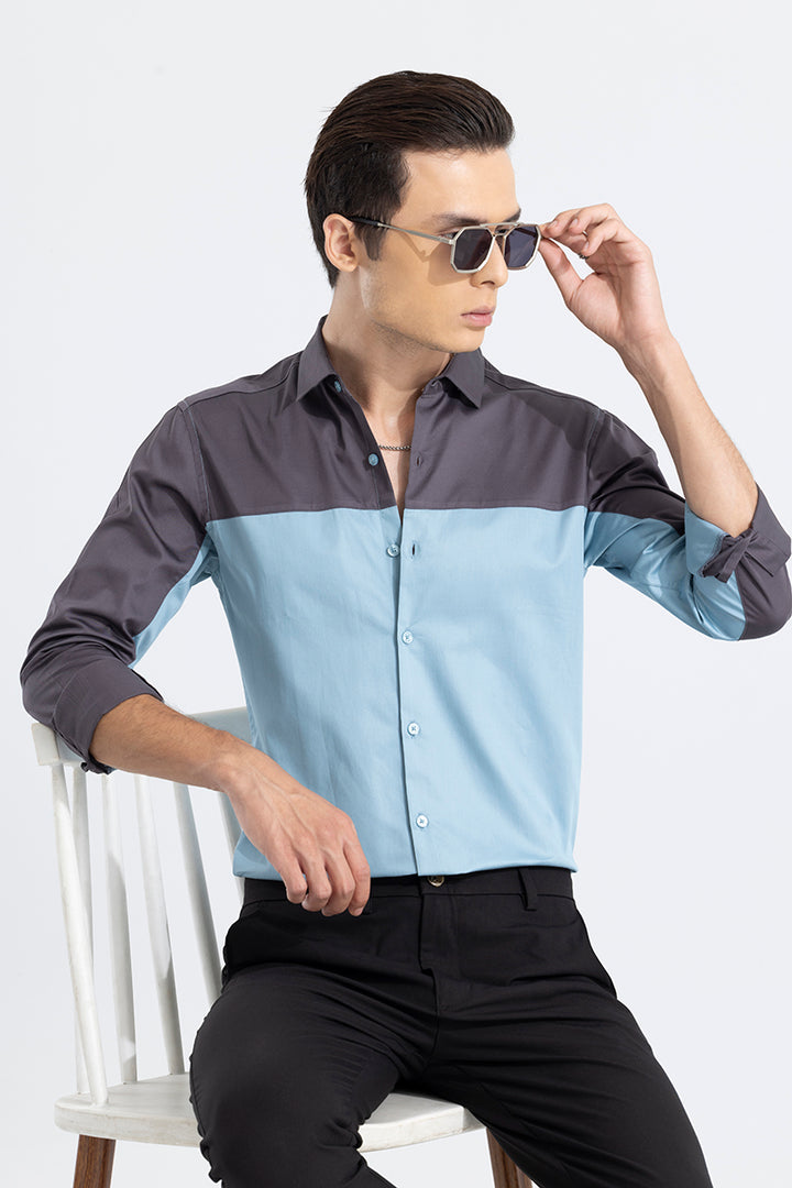 Retro Panel Blue Shirt