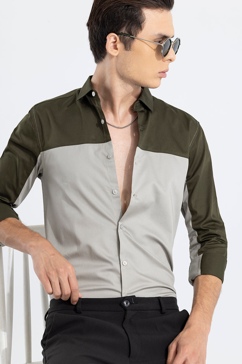 Buy Men's Retro Panel Ash Grey Shirt Online | SNITCH