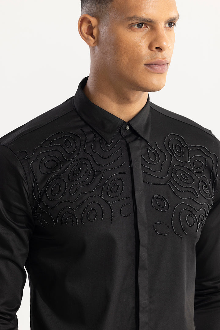 Contour Beaded Black Shirt