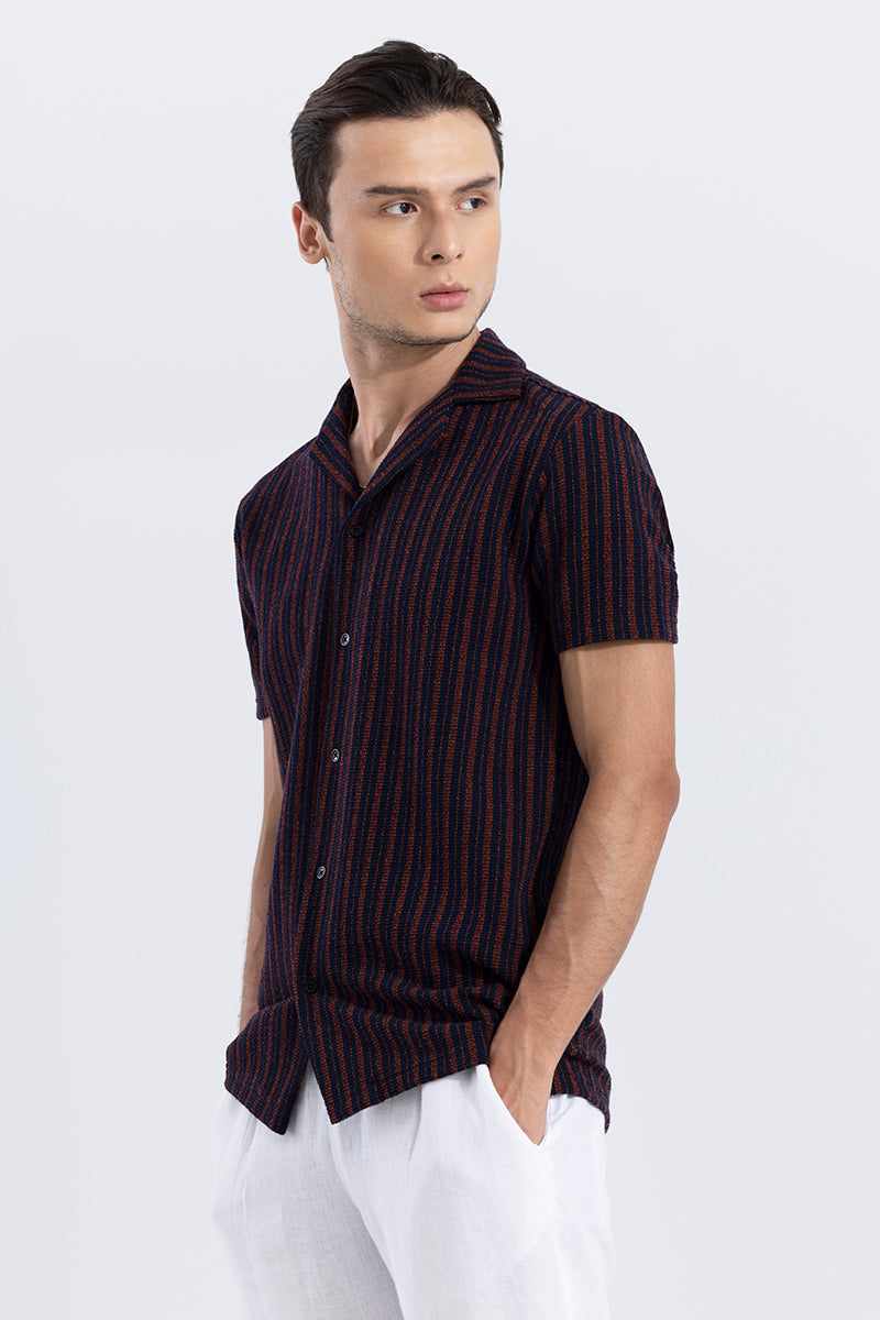 Blaze Stripe Brick Red Knitted Shirt