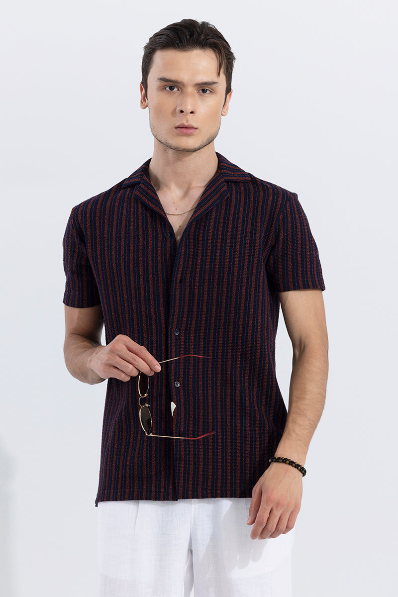 Blaze Stripe Brick Red Knitted Shirt