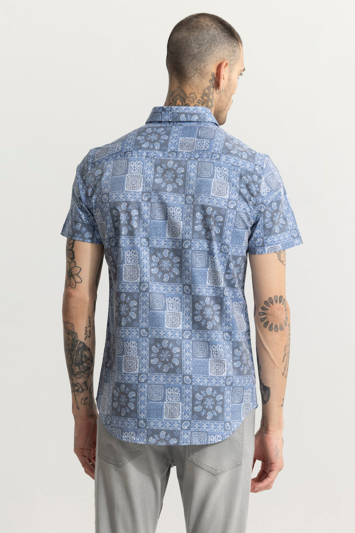 Square Maze Blue Shirt