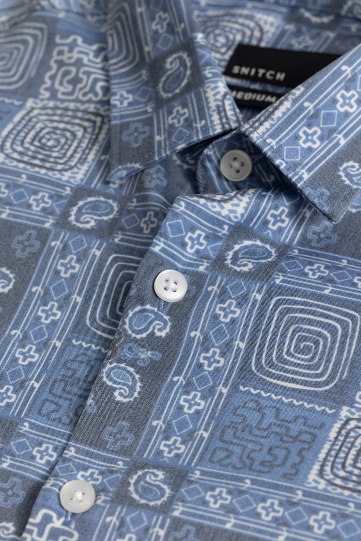 Square Maze Blue Shirt