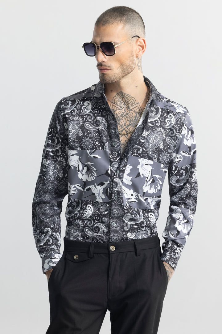 Paisley Mosaic Grey Shirt