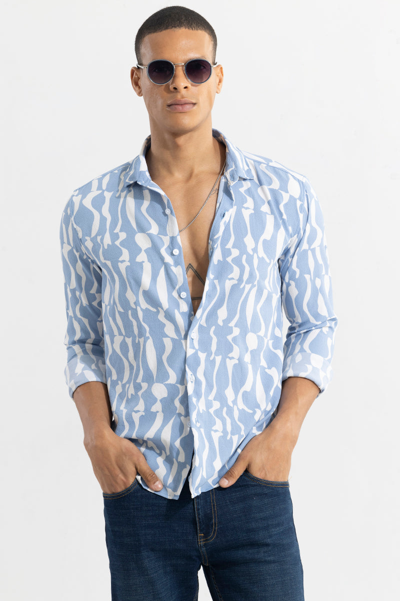 Diffuse Blue Seersucker Shirt