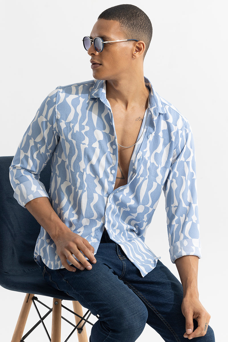 Diffuse Blue Seersucker Shirt