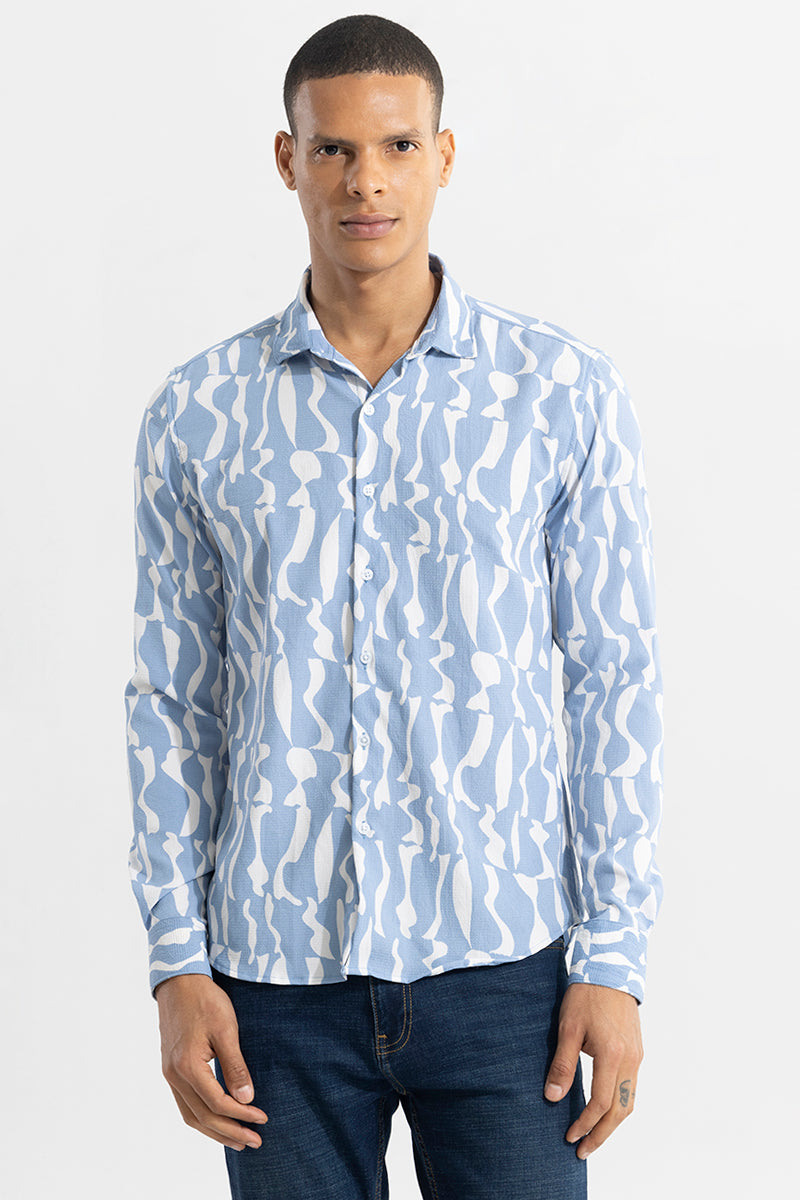 Diffuse Blue Seersucker Shirt