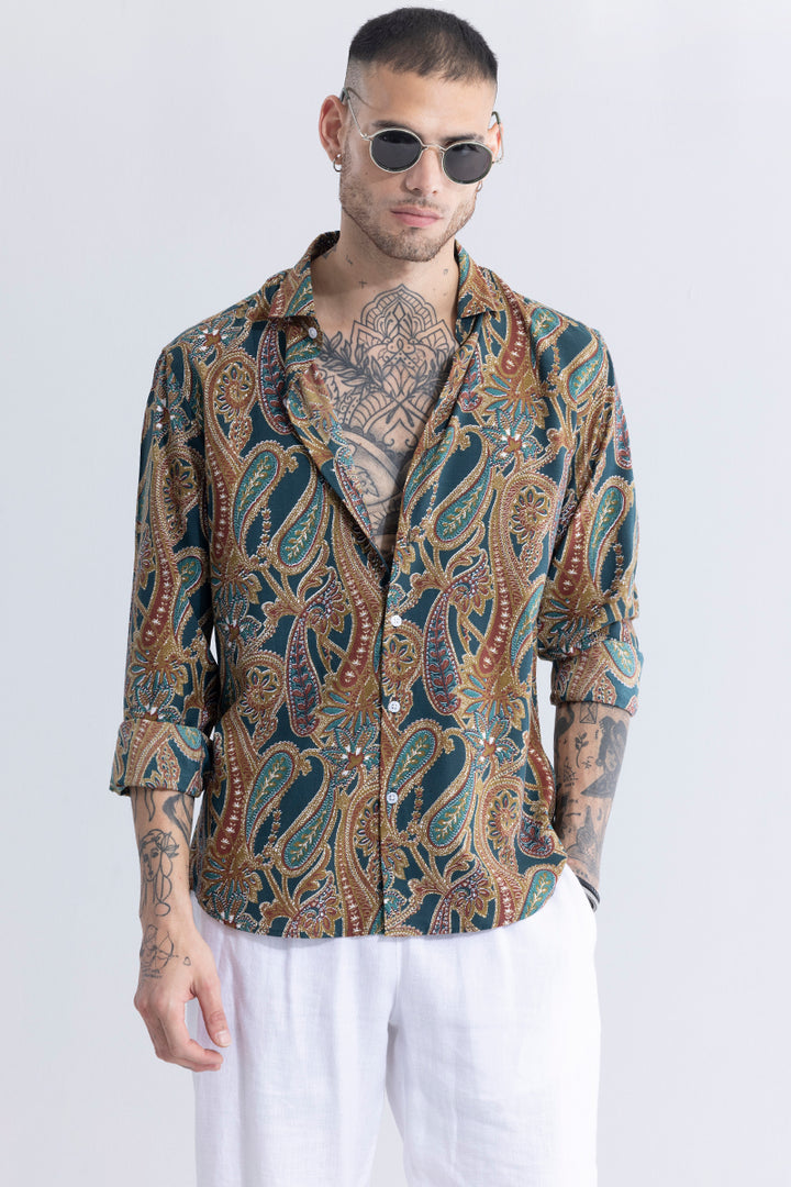 Regal Paisley Dark Green Shirt