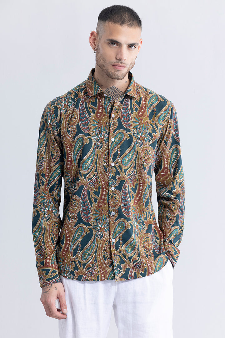 Regal Paisley Dark Green Shirt