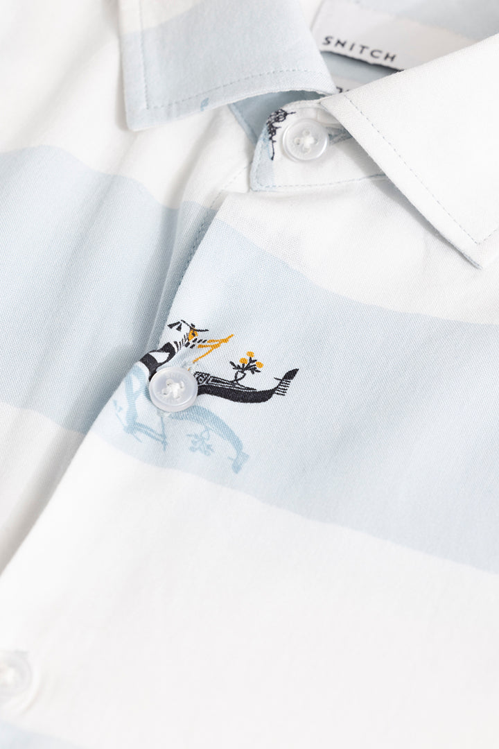 Graphic Banded Light Blue Shirt