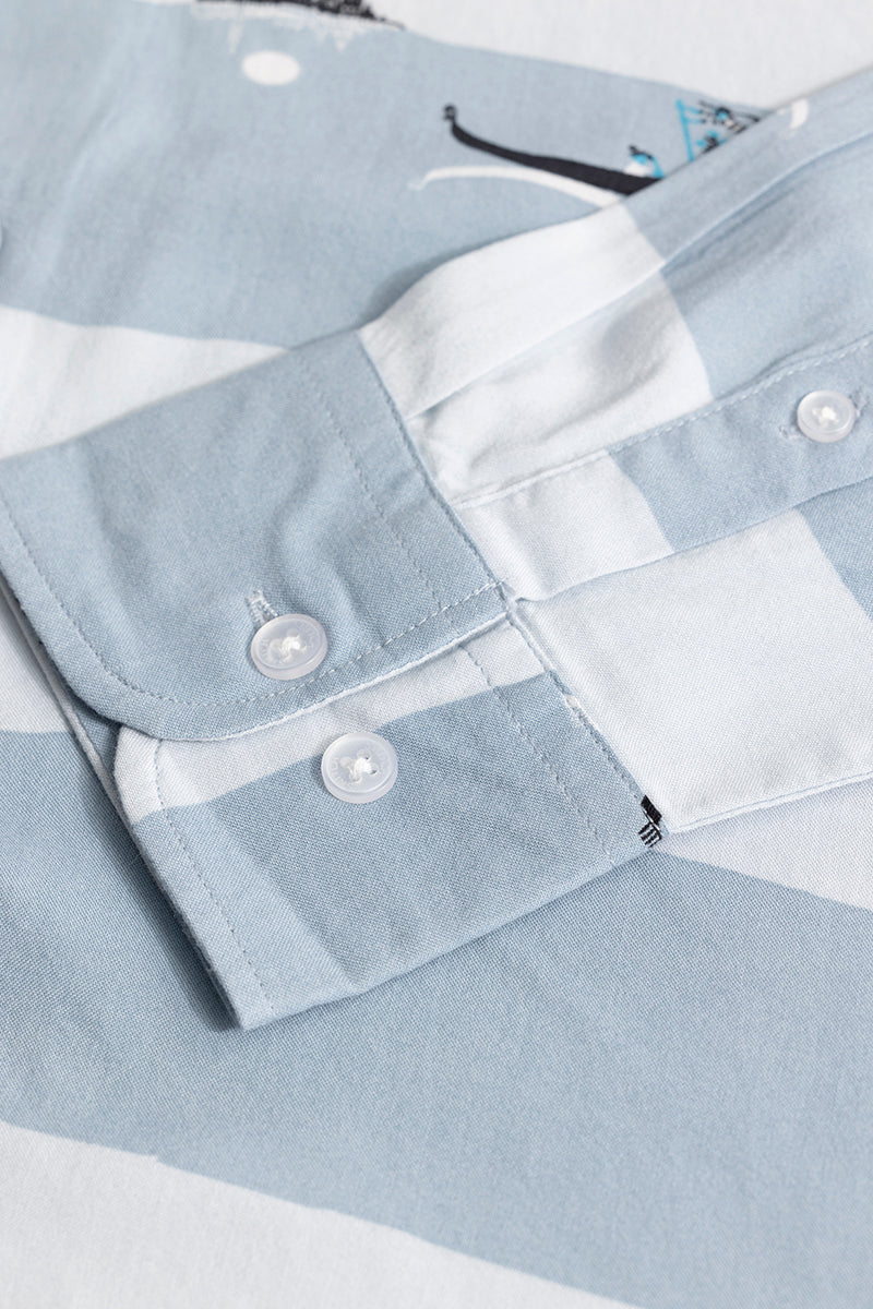 Graphic Banded Blue Shirt