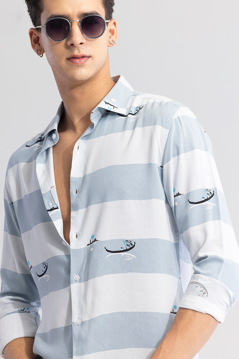 Graphic Banded Blue Shirt