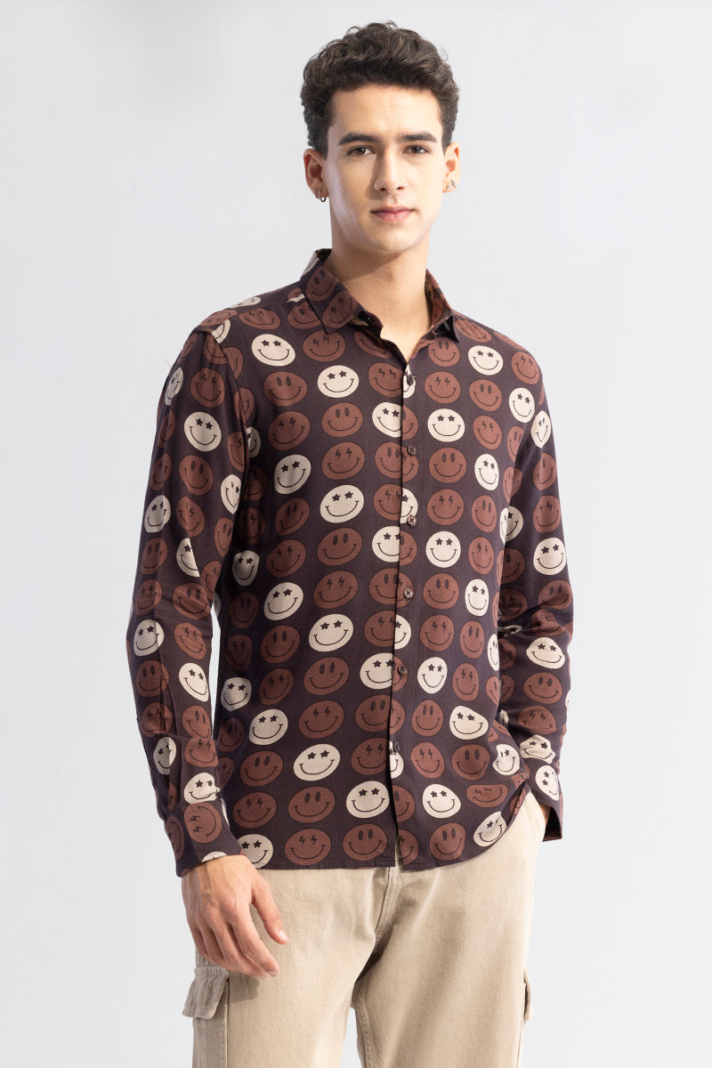 Happy Vibes Brown Shirt