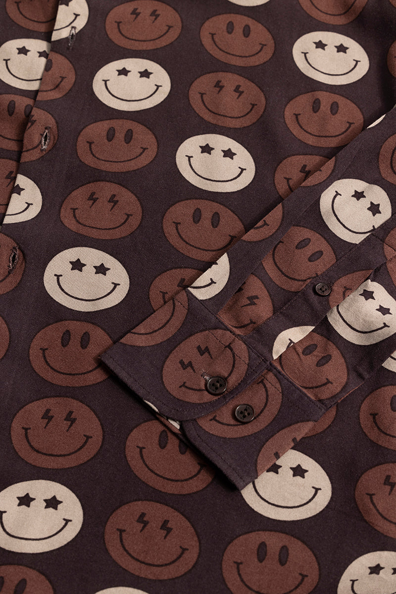 Happy Vibes Brown Shirt